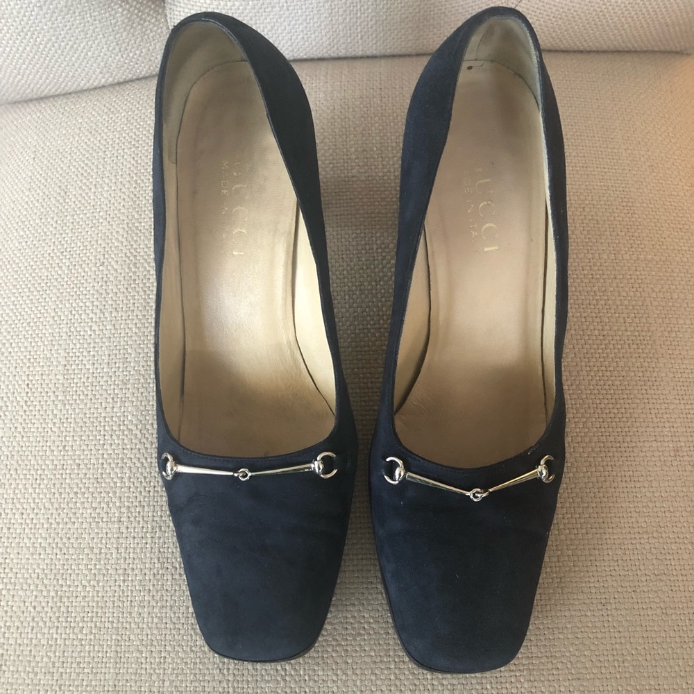 Gucci Black Heels with Gold Accent